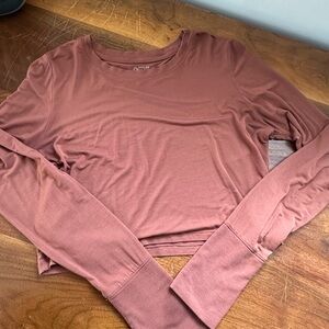 Aerie Long Sleeve Crop Top - Dusty Rose